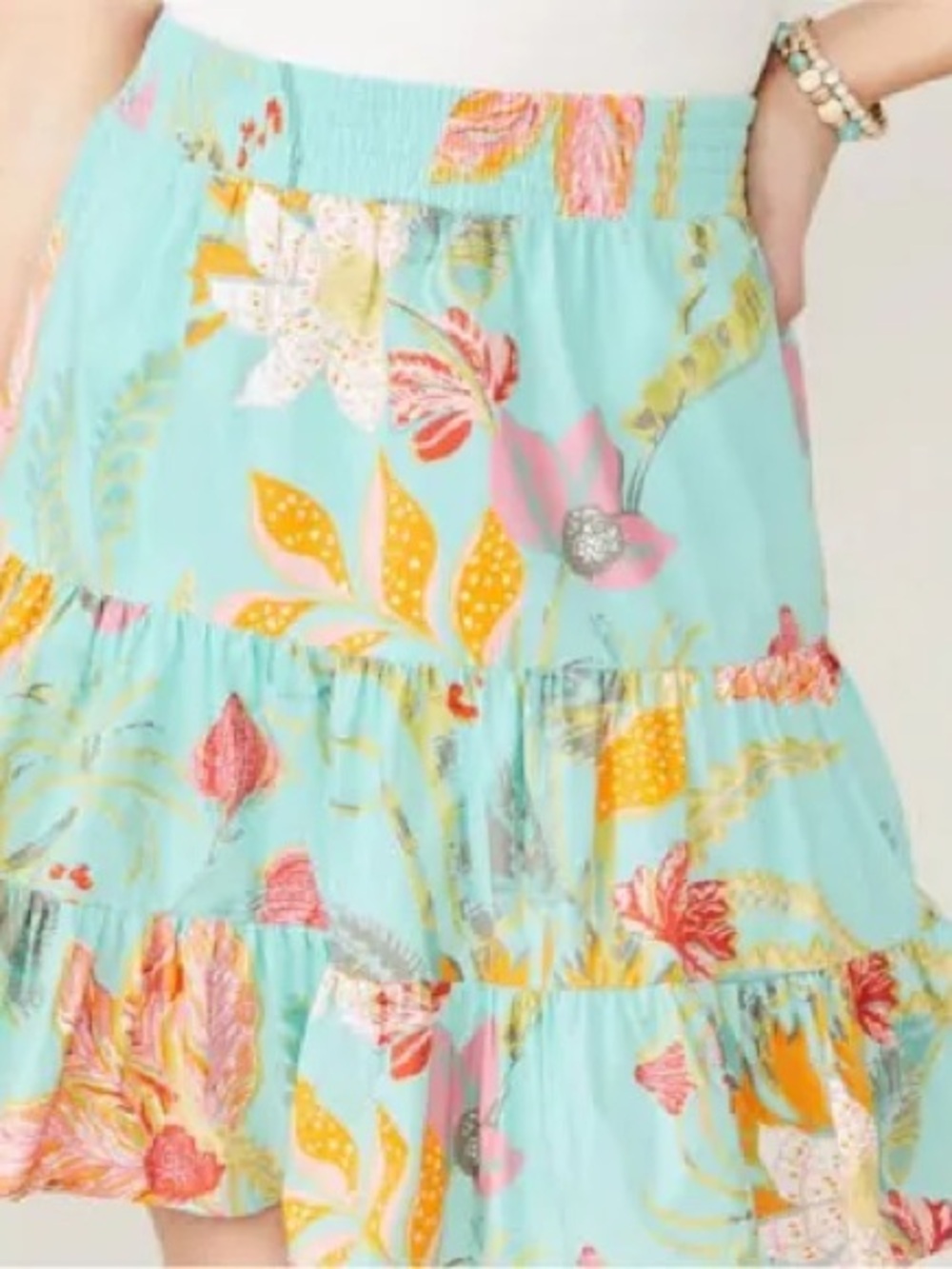 Spartina 449 Aqua Floral Tiered Mini Skirt